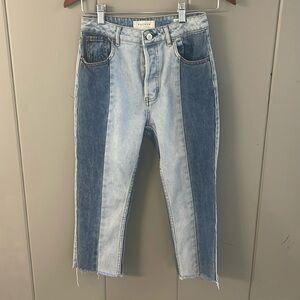 PacSun Jeans Patchwork Blue Denim size 25 Summer Festival Coastal Preppy Beach